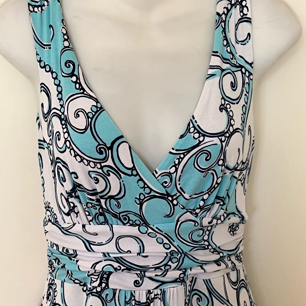Lilly Pulitzer Blue and White Swirl Maxi Dress